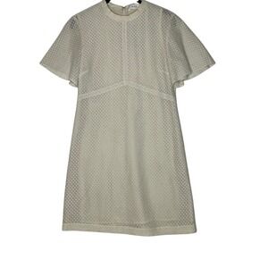NEW A.L.C. Womens Crochet Lace Dress 2 Silk Lined Mini Mod Feminine Cream